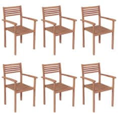 Greatstore Stohovatelné zahradní židle s poduškami 6 ks masivní teak