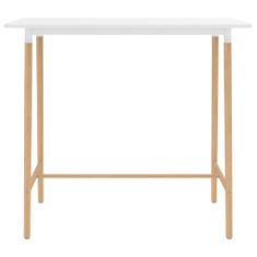 Greatstore Barový stůl bílý 120 x 60 x 105 cm MDF a masivní bukové dřevo