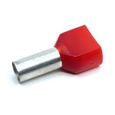 Dvojitá izolovaná kabelová dutinka červená 2×10mm2 / L=26,5mm 20 ks