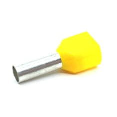 Dvojitá izolovaná kabelová dutinka žlutá 2×6mm2 / L=25,5 mm 100 ks