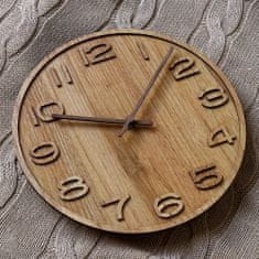 Prim Dřevěné nástěnné hodiny 3D Wood, dřevěné ručičky, hnědá