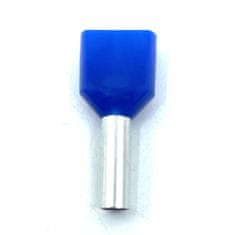 Dvojitá izolovaná kabelová dutinka modrá 2×2,5mm2 / L=20mm 100 ks