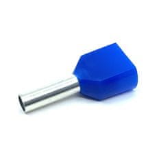 Dvojitá izolovaná kabelová dutinka modrá 2×2,5mm2 / L=20mm 100 ks