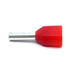 Dvojitá izolovaná kabelová dutinka červená 2×1mm2 / L=15mm 100 ks