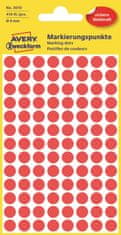 Avery Zweckform Kulaté značkovací etikety 3010 | Ø 8 mm, 416 ks etiket v balení, barva červená