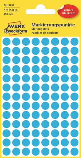 Avery Zweckform Kulaté značkovací etikety 3011 | Ø 8 mm, 416 ks, světle modrá