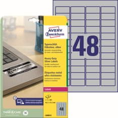 Avery Zweckform Odolné etikety L6009-8 | 45,7x21,2 mm, 8xA4, 384 ks, stříbrná