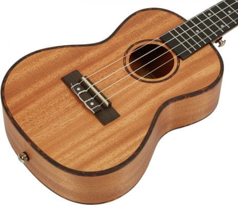  krásné koncertní ukulele Cascha HH 2035 Concert Mahogany Ukulele Set matná povrchová úprava 18 pražců plnohodnotný zvuk zhotovené z mahagonového dřeva bohatá výbava krásné také jako dárek 