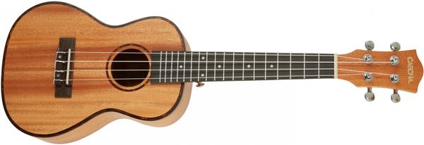 krásné koncertní ukulele Cascha HH 2035 Concert Mahogany Ukulele Set matná povrchová úprava 18 pražců plnohodnotný zvuk zhotovené z mahagonového dřeva bohatá výbava krásné také jako dárek