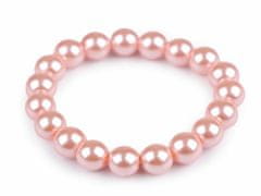 Kraftika 1ks růžová stř. perlový náramek, náramky perlové štrasové