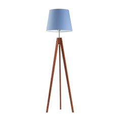 LYSNE.PL Dřevěná stojací lampa ARUBA mahagonový rám, modrá