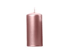 PartyDeco Válcová svíčka růžově zlatá metalická 6ks 12x6cm