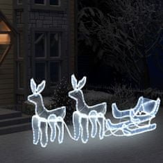 shumee Vánoční světelná dekorace vyplétaní 2 sobi se sáněmi 320 LED