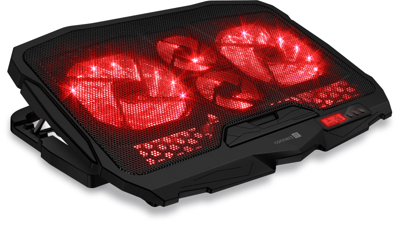 Levně Connect FrostWind chladicí podložka pod notebook s červeným podsvícením CCP-2200-RD, černá