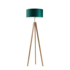 LYSNE.PL Dřevěná stojací lampa na čtení, stojací lampa do obývacího pokoje, E27, 60W, 230V, nožní spínač, HAITI, dubový rám, zelená