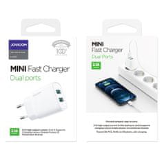Joyroom Mini Fast Charger síťová nabíječka 2x USB 2.1A 10.5W, bíla