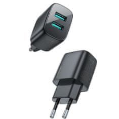 Joyroom Mini Fast Charger síťová nabíječka 2x USB 2.4A 12W, černá