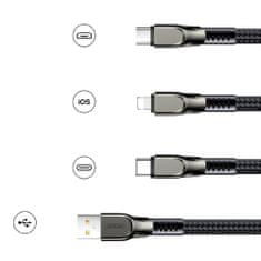 Joyroom 3in1 kabel USB - Lightning / microUSB / USB-C 3.5A 1.3m, černý