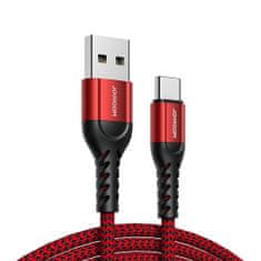 Joyroom N10 3x kabel USB / USB-C 0.25m + 1.2m + 2m, červený