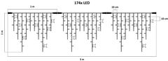 DecoLED DecoLED LED světelné krápníky, FLASH, 3x1m, teple bílá, 174 diod, IP67 IFNX0309W