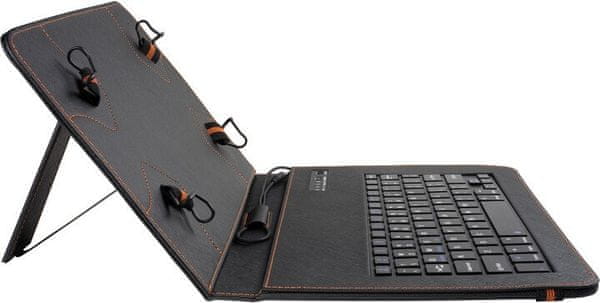  koženkové pouzdro na 10palcový tablet yenkee ybk-1050 stylové jako stojánek zabudovaná klávesnice Bluetooth připojení baterie s výdrží 4 dny 