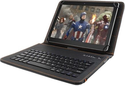 koženkové pouzdro na 10palcový tablet yenkee ybk-1050 stylové jako stojánek zabudovaná klávesnice Bluetooth připojení baterie s výdrží 4 dny