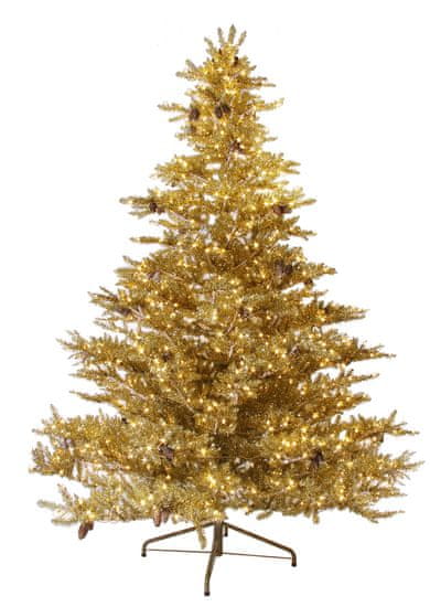 Shishi Zlatý vánoční strom s šiškami 1400 LED EU, výška 300 cm