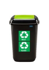 Plafor Odpadkový koš na tříděný odpad 28 l s víkem - zelený, sklo