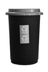 Plafor Odpadkový koš na tříděný odpad kulatý 50 l - stříbrný
