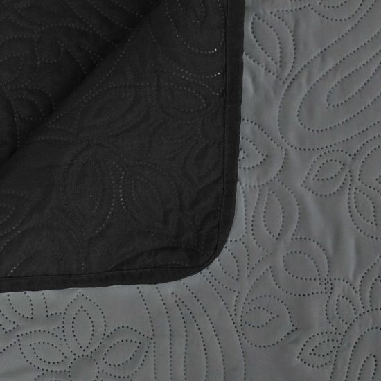 Greatstore Oboustranný prošívaný přehoz na postel 220 x 240 cm šedo-černý