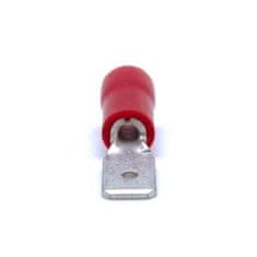 Tracon Electric Izolované Cu lisovací kolíky ploché červené 4,8×0,8mm / 1,5mm2 100 ks
