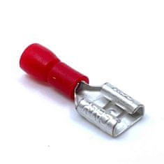Izolované Cu lisovací dutinky ploché červené 6,3×0,8mm / 1,5mm2 100 ks
