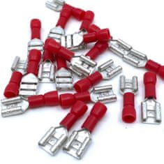 Izolované Cu lisovací dutinky ploché červené 6,3×0,8mm / 1,5mm2 100 ks