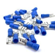 Izolované Cu lisovací dutinky ploché modré 4,8×0,8mm / 2,5mm2 100 ks