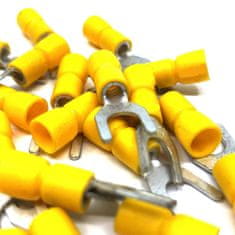 Izolované Cu lisovací vidlice žlutá 6mm2 / M4 100 ks