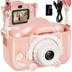 Iso Trade Dětský digitální fotoaparát + 16 GB micro SD | růžový