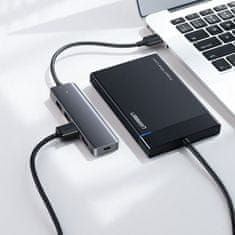 Ugreen CM219 HUB adaptér Micro USB / 4x USB, šedý