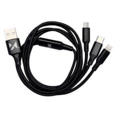 MG 3in1 kabel USB - USB-C/ Micro USB / Lightning 2.8A 1.25m, černý