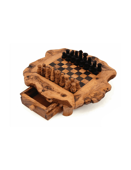 Arte Legno Rustikální šachy se šuplíkem 40 x 40 cm