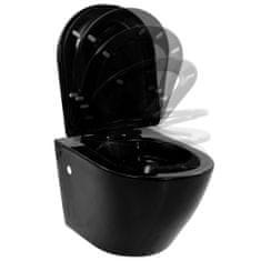 Greatstore Závěsná toaleta s podomítkovou nádržkou keramická černá