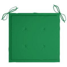 Greatstore Jídelní židle 2 ks zelené podušky masivní teak