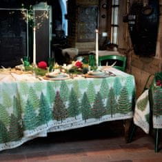 Dům Vánoc Lněný Vánoční ubrus Pohádkové stromky 170x170 cm