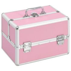 Vidaxl Kosmetický kufřík 22 x 30 x 21 cm růžový hliník
