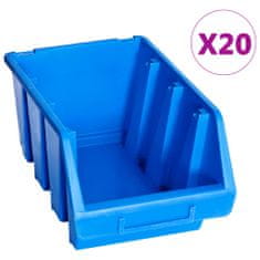 Greatstore Stohovatelné skladovací zásobníky 20 ks modré plast