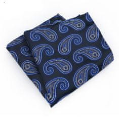 ORNATE Set dvou kapesníčků do saka - navy blue s piniovým vzorem a modrý s drobnými květy 