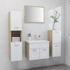 Greatstore Set koupelnového nábytku bílý a dub sonoma dřevotříska