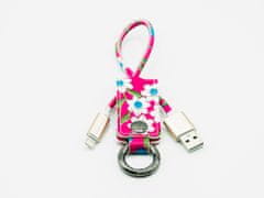 Mizoo Designový USB kabel jako praktická klíčenka v růžové barvě - Lightning pro Apple