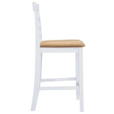 Greatstore Bílý dřevěný barový stůl a 4 barové židle, set