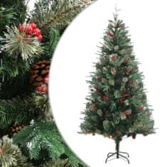 Greatstore Vánoční stromek se šiškami zelený 225 cm PVC a PE