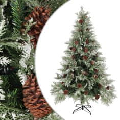 Greatstore Vánoční stromek se šiškami zelenobílý 120 cm PVC a PE